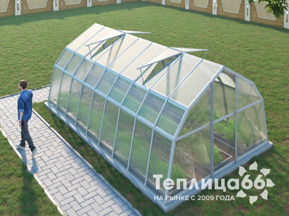 Теплица Рада Таймыр из поликарбоната, 3,5x6 метров, белая